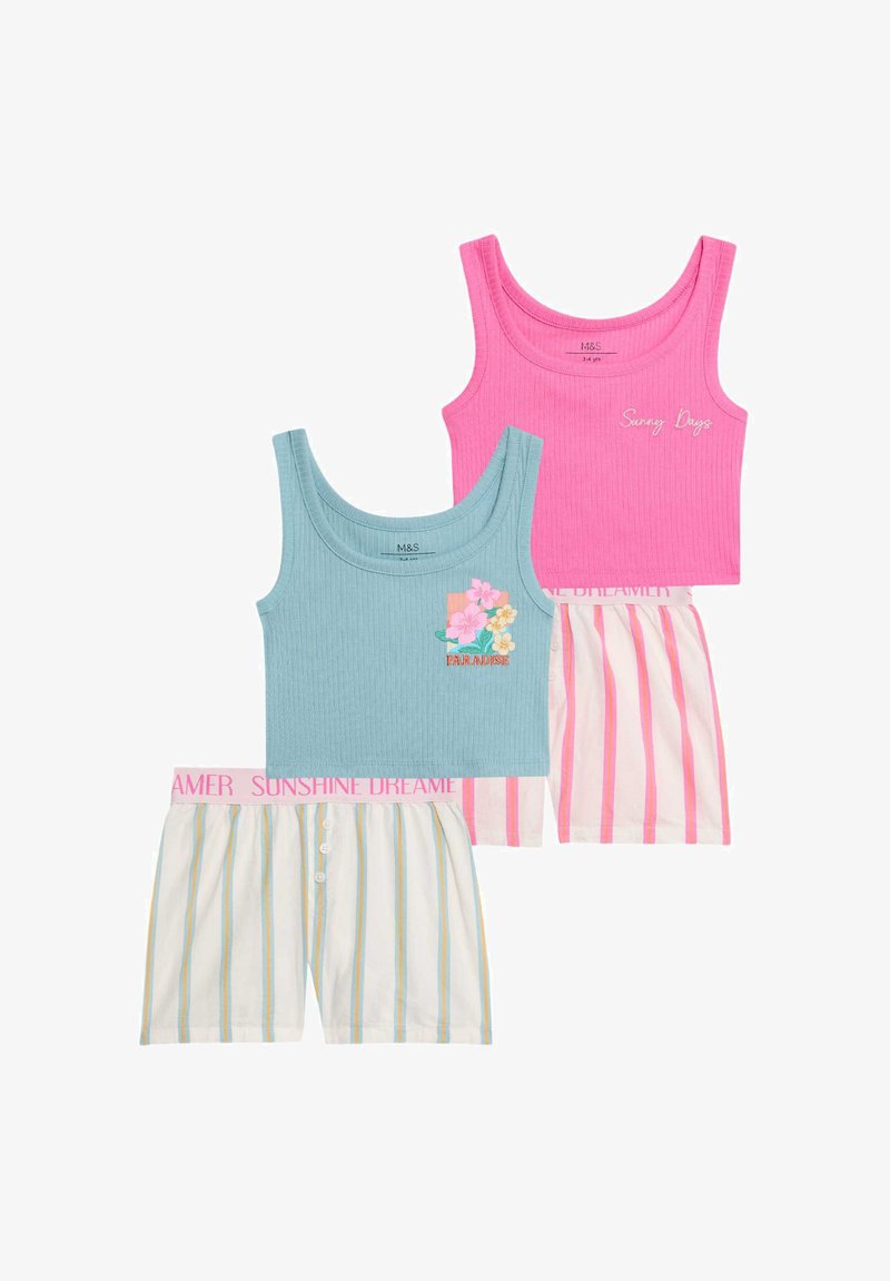 Marks & Spencer 2 PACK RICH STRIPED SET - Conjunto de pijama - light turq mix