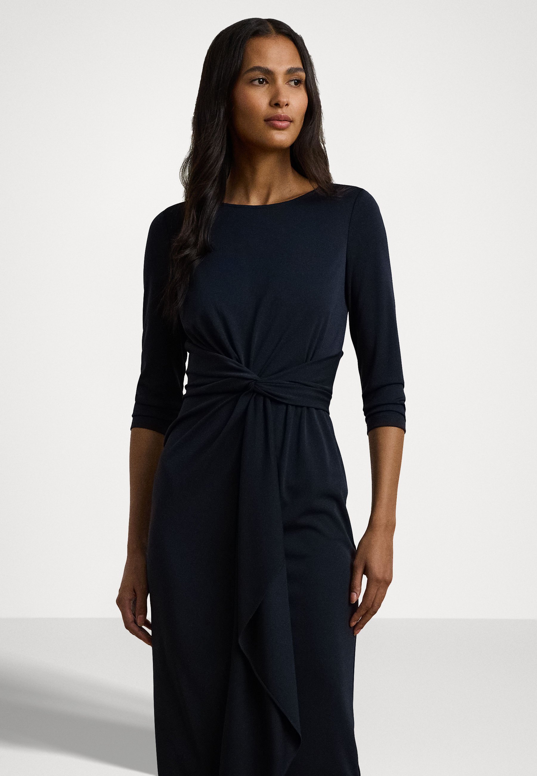 Lauren Ralph Lauren TWIST FRONT STRETCH JERSEY MIDI DRESS - Jersey dress -  navy/dark blue - Zalando.ie