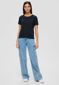 s.Oliver MIT UMSCHLAG AM ÄRMEL - T-Shirt basic - navy