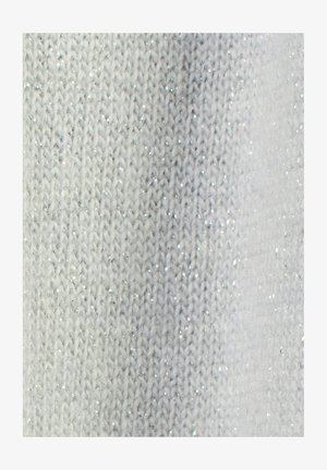 Silver knit fabric with a fine, textured pattern. The material has a soft sheen, featuring subtle sparkles throughout.