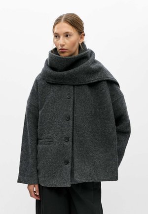 Object, OBJMAISE L/S LO SCARF JACKET NOOS - Manteau court - dark grey melange
