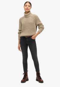 Superdry & Co SLOUCHY STITCH ROLL NECK - Pullover - soft beige marl