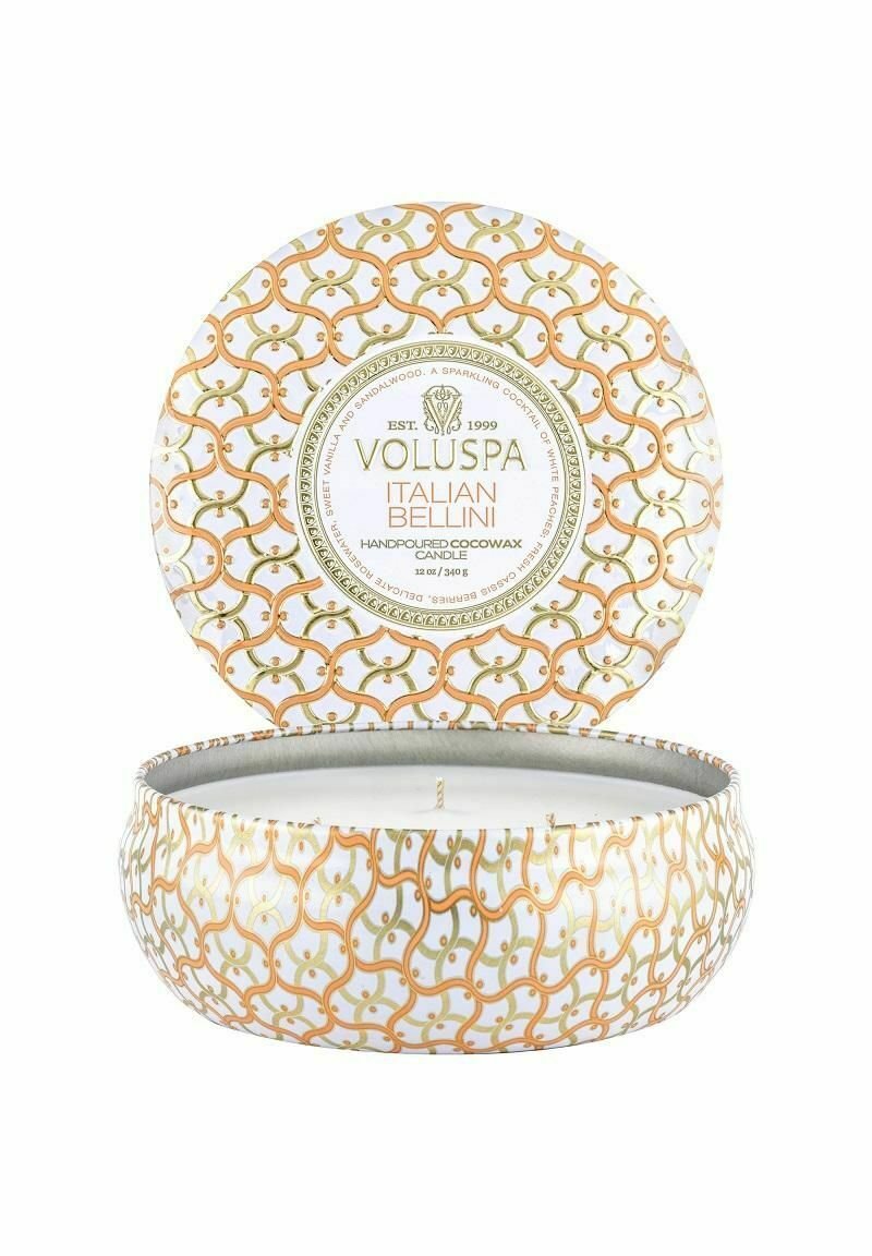 Voluspa VOLUSPA 3-WICK CANDLE DECORATIVE TIN ITALIAN BELLINI 340G - Doftljus - black