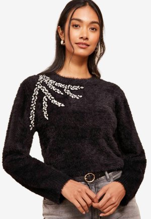 Friends Like These REGULAR FIT EYELASH EMBELLISHED NECK - Neule - black