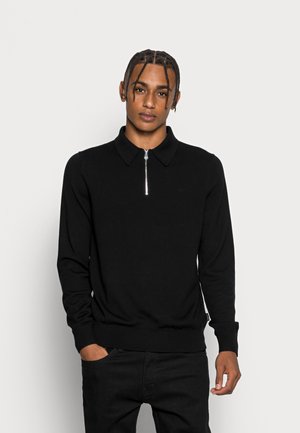 SUPERIOR QUARTER ZIP POLO - Polo shirt - black