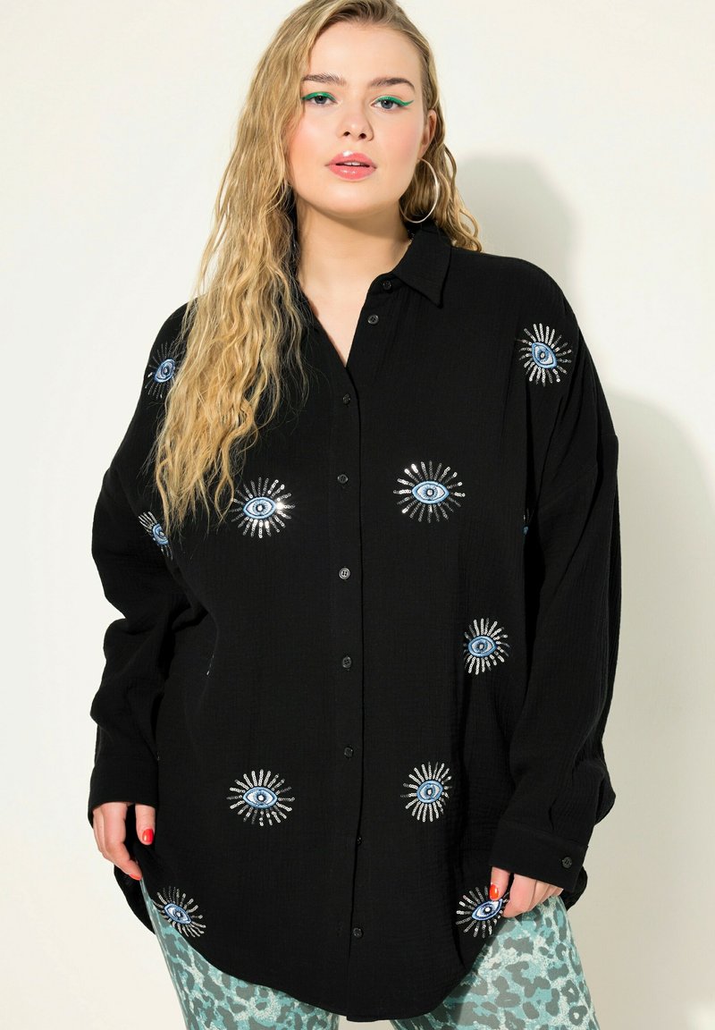 Studio Untold EYE EMBROIDERY BUTTON FRONT  - Blusa - black