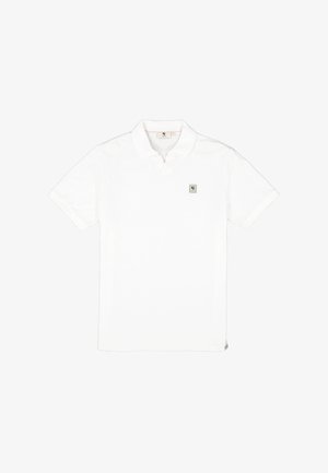 Witte polo-shirt van katoen, met korte mouwen, een kraag en een klein logo op de linkerkant van de borst. Gladde textuur, klassieke pasvorm.
