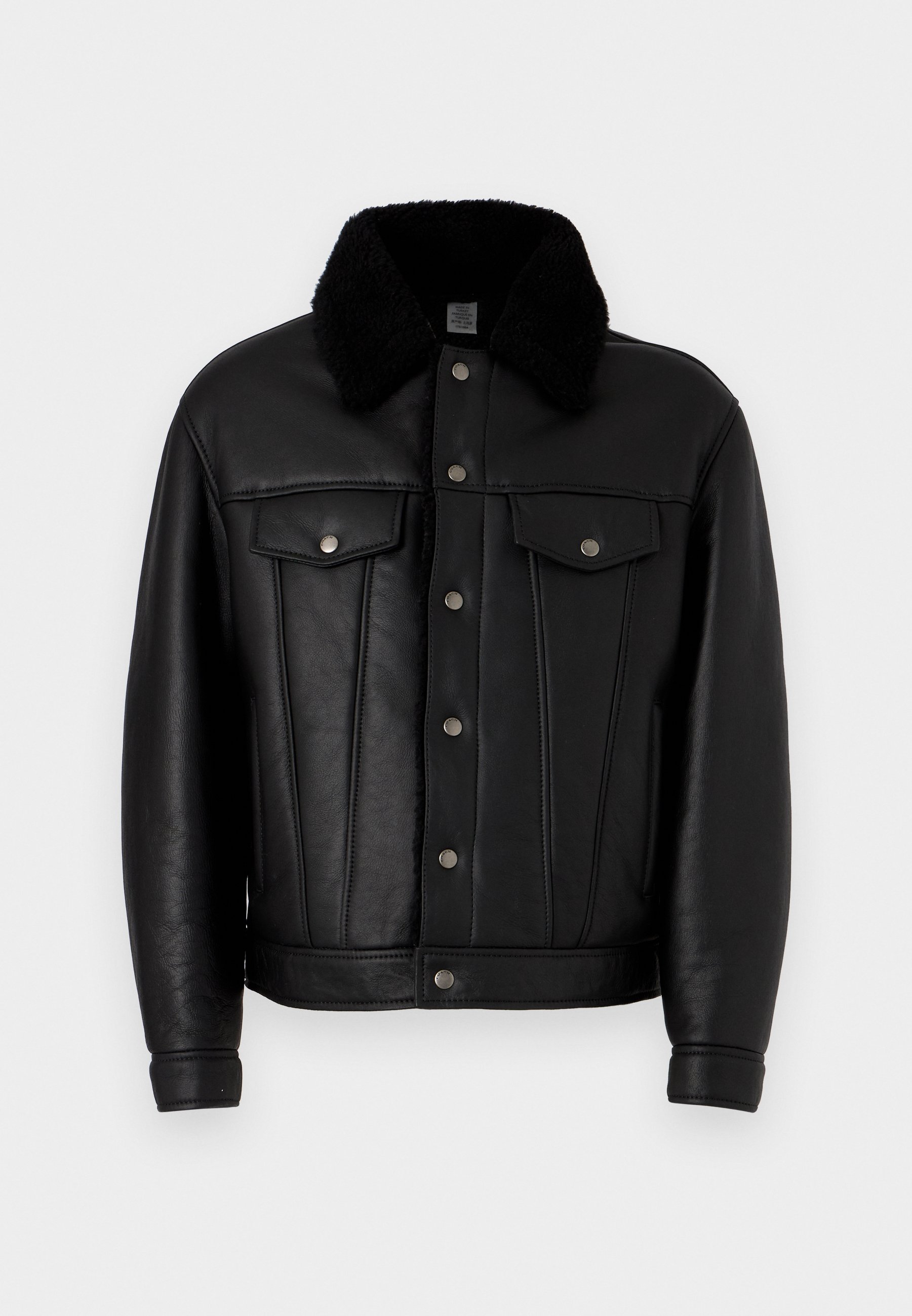 COACH TRUCKER JACKET - Leather jacket - black - Zalando