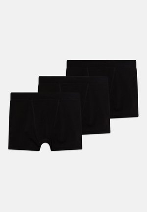 Three pairs of black boxer briefs made from soft fabric, featuring an elastic waistband and a modern, fitted cut.