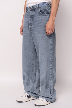 Kaotiko LASER FLAME - Jean baggy - denim flame