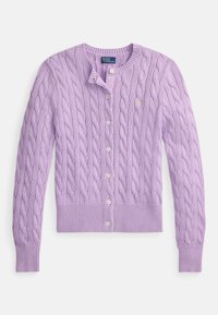 CABLE-KNIT COTTON CREWNECK CARDIGAN  - Cardigan - bright aster