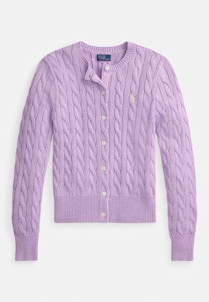 CABLE-KNIT COTTON CREWNECK CARDIGAN  - Cardigan - bright aster