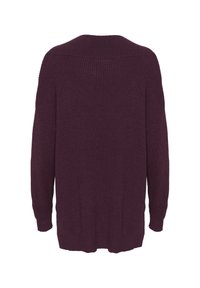 Langærmet, oversized sweater i dyb lilla ribstrik med en afslappet pasform, der har sænkede skuldre og en bred udskæring.