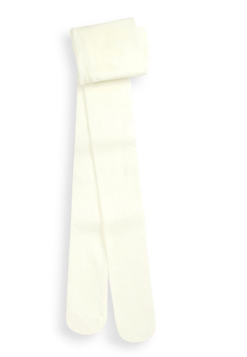 Crème-kleurige panty’s gemaakt van zacht, rekbaar materiaal. Soepele textuur, met een gerolde tailleband en ronde teenopeningen.