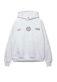 Pull&Bear - Sweat à capuche zippé effet effiloché - Gris