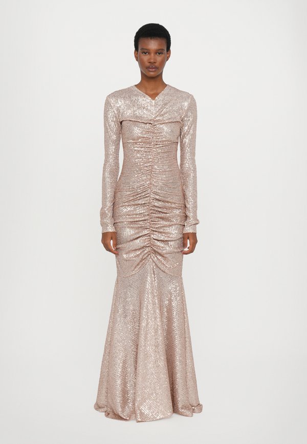 LONG SLEEVE V NECK SHIRRED FRONT FISHTAIL GOWN - Ballkleid - baby