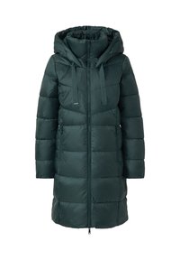 Podszyta ciemnozielona parka z wysokim kołnierzem, regulowanym kapturem i dwiema przednimi kieszeniami na zamek. Posiada pełny zamek z przodu oraz elastyczne mankiety.