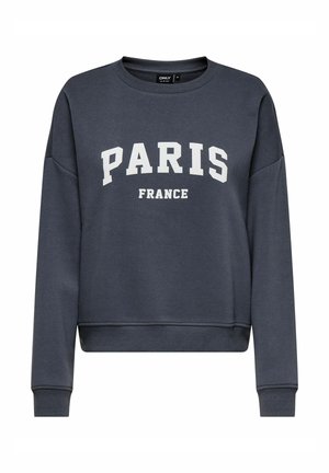 Felpa blu navy con testo bianco "PARIS" e "FRANCE", collo a giro, e polsini e orlo a coste. Tessuto morbido e casual con una vestibilità comoda.