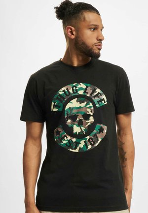Mister Tee THUG LIFE SKULL CAMO - T-shirt imprimé - black