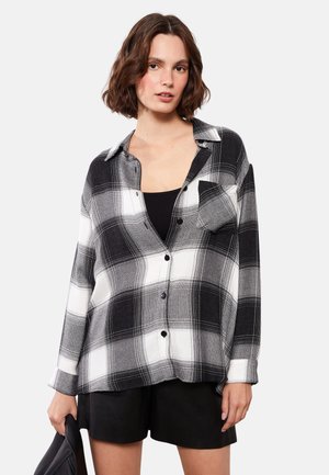 PLAID LONG SLEEVE - Button-down blouse - black
