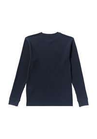 Navy Langarm-Thermohemd mit geripptem Textur und Rundhalsausschnitt. Verfügt über taillierte Bündchen und ein glattes Finish am Saum.