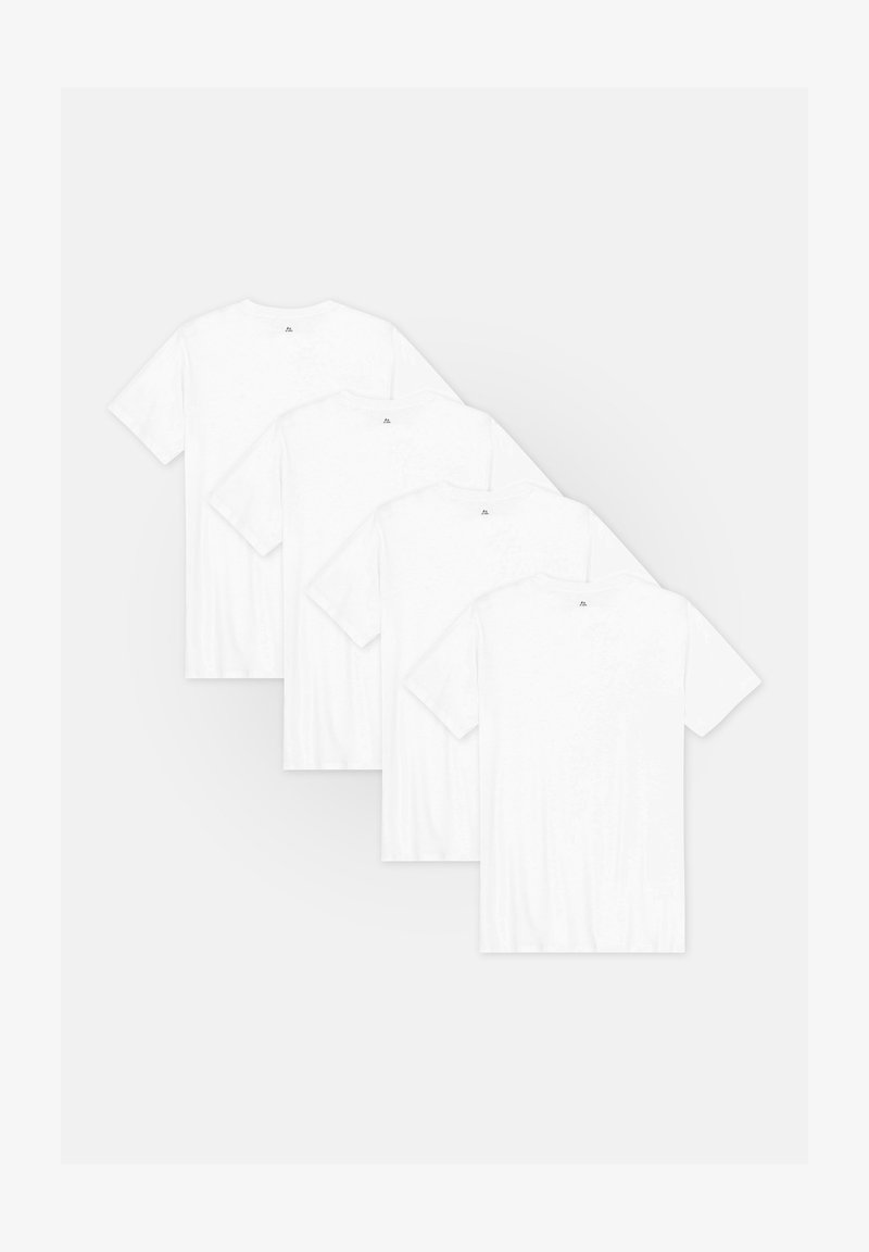 Vier witte, korte mouwen t-shirts van katoen, met een klassiek ronde hals ontwerp zonder patronen of hardware-détails.