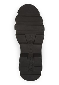 Schwarze Gummisohle mit strukturiertem Oberflächen, einschließlich ausgeprägter Profilierung und geprägtem Logo "Marc O’Polo". Größe angegeben als "37".