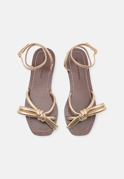 Loeffler Randall BOW FLAT WITH ANKLE STRAP - T-bar sandals - champagne