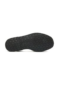 Black rubber shoe sole with a textured grip pattern, featuring a flexible design and curved edges for enhanced comfort and traction.