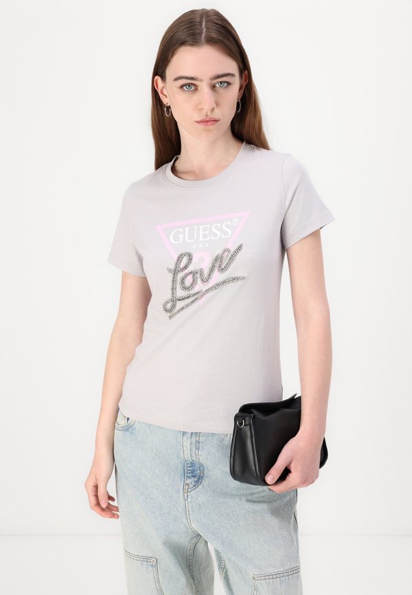 TRIANGLE LOVE - Print T-shirt - silk gray2