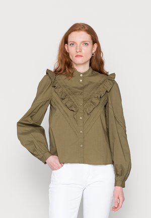 BLOUSE LONGSLEEVE FRILL PIN TUCKS - Blusa - palo verde