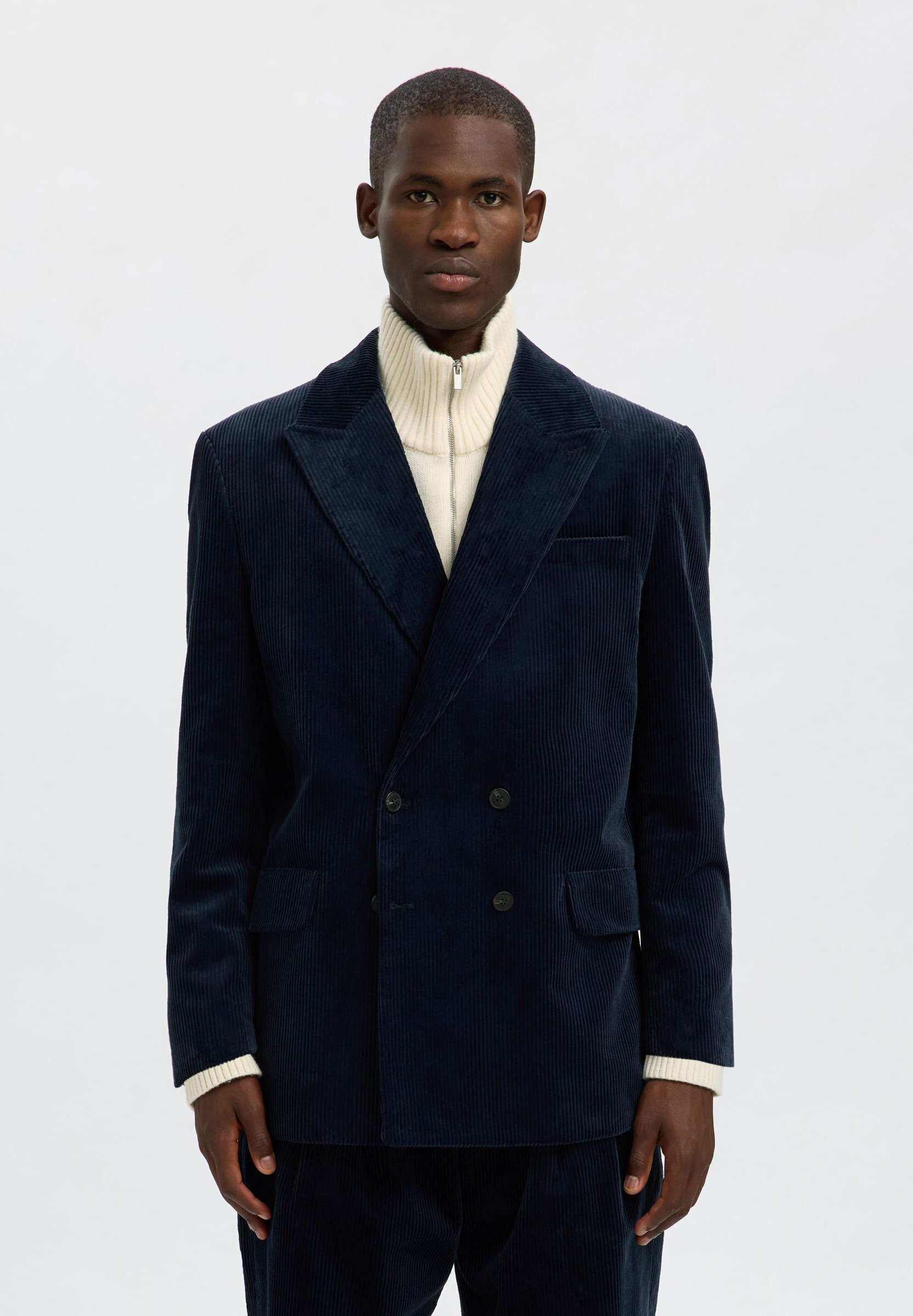 ジャケット・アウター Vintage Double Breasted Tailored Jacket Selected SLHRELAXED-MATTEO - Blazer jacket - dark petrol/black