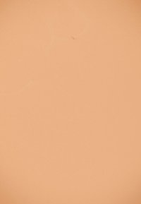 Light peach-colored surface with faint circular shadows and a small dark spot near the center.