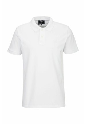 Witte polo shirt van katoen. Heeft een knoopsluiting, korte mouwen en een subtiel logo op de borst. Gladde textuur, klassiek ontwerp.