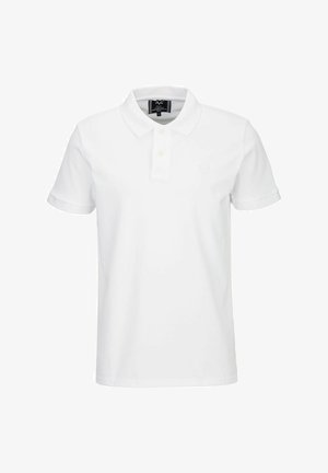 Witte polo shirt van katoen. Heeft een knoopsluiting, korte mouwen en een subtiel logo op de borst. Gladde textuur, klassiek ontwerp.