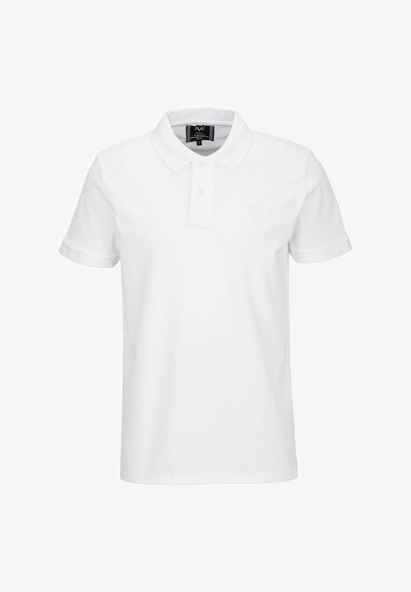 Witte polo shirt van katoen. Heeft een knoopsluiting, korte mouwen en een subtiel logo op de borst. Gladde textuur, klassiek ontwerp.