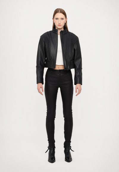 032c HIPPOLYTA GUARDED BIKER JACKET - Lederjacke - black