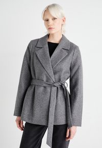 ONLY ONLALVILDA LIFE SHORT WRAP COAT - Puspaltis - medium grey melange