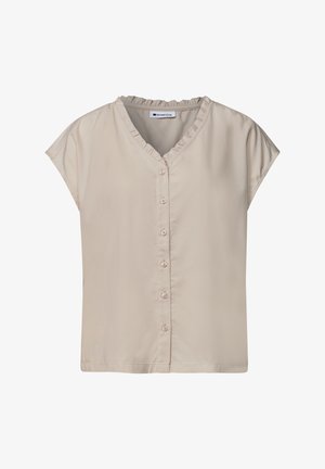 Street One, BLOUSENSHIRT WITH V-NECK AND RUFFLES, beżowy