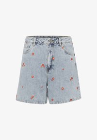 Vybrané, blue denim red flower emb.