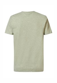 Light green short-sleeve t-shirt made of soft fabric. Classic crew neck design, plain with no visible patterns or accents.