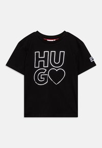 HUGO Kids SLEEVES TEE - Triko s potiskem - black
