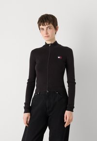 Tommy Jeans ZIP HIGH NECK CARDIGAN - Cardigan - black