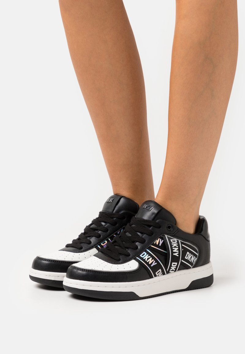 DKNY OLICIA LACE UP - Trainers - pale white/black/white - Zalando