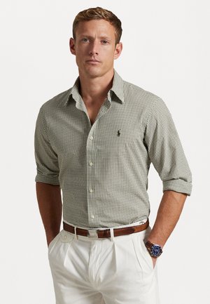 Polo Ralph Lauren CUSTOM FIT CHECKED STRETCH POPLIN SHIRT - Krekls - white/new olive
