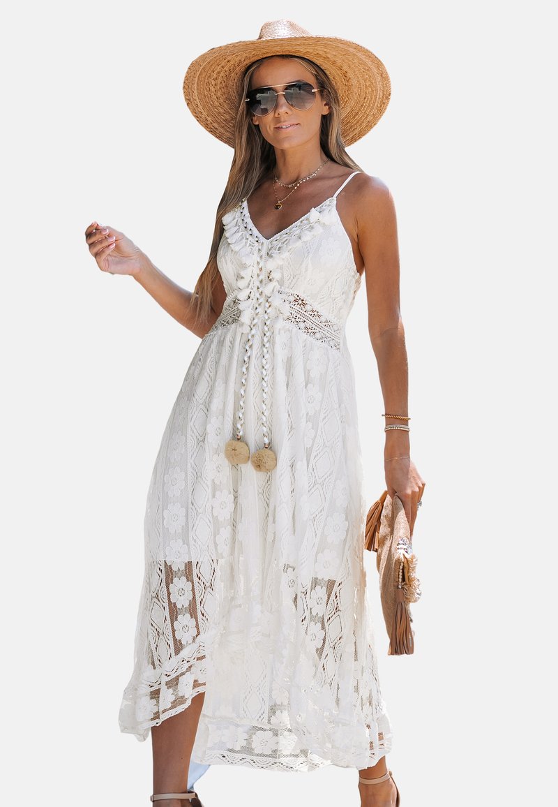 Cupshe V AUSSCHNITT FLORAL QUASTEN SPAGHETTI HILOW PARTY BOHO BEACH