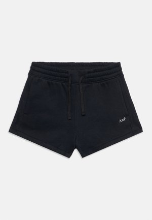 Μαύρα casual σορτς με ελαστική μέση, κορδόνι, πλαϊνές τσέπες και μικρό λευκό λογότυπο «A&F» στο μπροστινό δεξί πόδι.