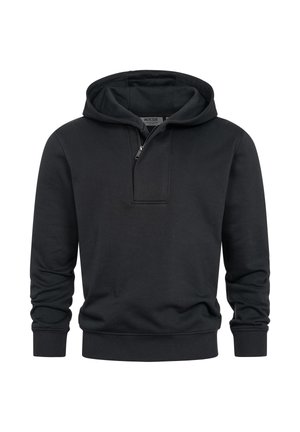 INDICODE JEANS, INJUMPY HALF ZIP KAPUZENPULLOVER - Felpa con cappuccio - black