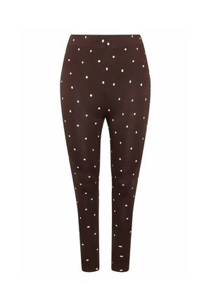 Yours Clothing, PLUS SIZE PATTERNED LEGGINGS - Legging (type pantalon) - chocolate
