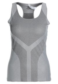 Débardeur sportif sans manches gris clair avec tissu respirant et texturé et design dos nageur.